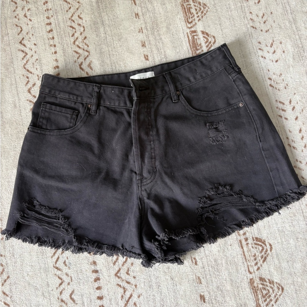 PacSun Black Distressed Denim Jean Shorts